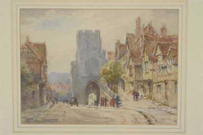 Lot 762 - H.. Donaldsworth (19th/20th century)  "Leicester's Hospital and West Gate, Warwick " Signed, pencil