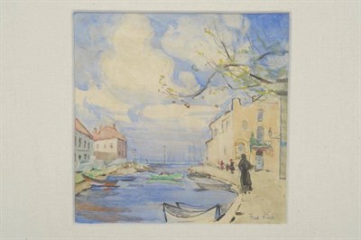 Lot 772 - Paul Maze (1887-1979) French   "Harbour in Brittany " Signed, inscribed verso, pencil and...