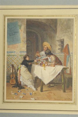 Lot 775 - Louis Henri Deschamps (1846-1902) French  "Toasting the Victor " Signed, pencil and watercolour...