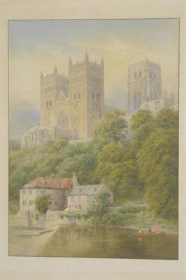 Lot 804 - George Fall (1848-1925)  "Durham Cathedral " Signed, pencil and watercolour, 45.5cm by 32.5cm...