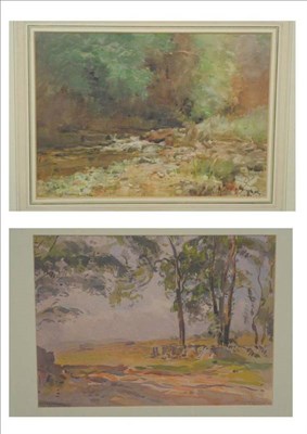 Lot 809 - Frederick (Fred) Lawson (1888-1968)  "Stream near Castle Bolton ";  "Castle Bolton looking West...