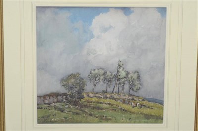 Lot 818 - Frederick (Fred) Lawson (1888-1968)  "A Dales Limestone Outcrop with Animals Grazing " Signed...