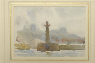 Lot 829 - Joseph John Richard Bagshawe RBA (1870-1909)  "The Pier End Whitby " Watercolour, 12cm by 17cm...