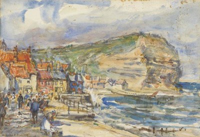 Lot 842 - Rowland Henry Hill (1873-1952)   "Runswick Bay " Signed and dated 1939, watercolour and gouache...