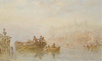 Lot 860 - George Weatherill (1810-1890)  "Whitby Harbour " Signed, inscribed verso, pencil and...