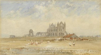 Lot 866 - George Weatherill (1810-1890)  "Whitby Abbey " Signed, pencil and watercolour with scratching...