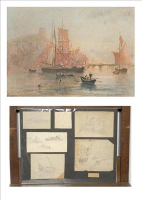 Lot 868 - George Weatherill (1810-1890)  "Whitby Harbour " Signed, inscribed verso, pencil and...