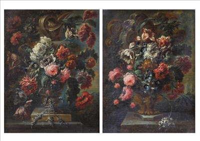 Lot 873 - Follower of Jean Baptiste Monnoyer (18th century) Still life of flowers; Still life of flowers in a