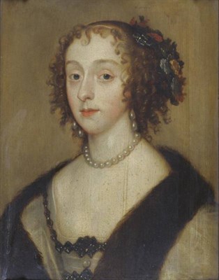 Lot 878 - Follower of Sir Peter Lely (1618-1680) Portrait of Henrietta Maria, wife of Charles I Oil on panel