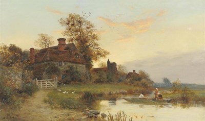 Lot 897 - W. Stuart Lloyd RBA (fl.1875-1929)  "Evening on the River Buelt, Kent " Signed, inscribed on...