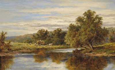 Lot 915 - Henry Hillingford Parker (1858-1930)  "The River Wey, Ripley, Surrey " Signed, inscribed verso, oil