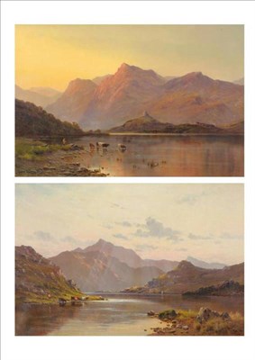 Lot 916 - Alfred de Breanski Snr (1852-1928)  "Midday Sun ";  "The Evening Glow, Dolbadarn from Llanberis...