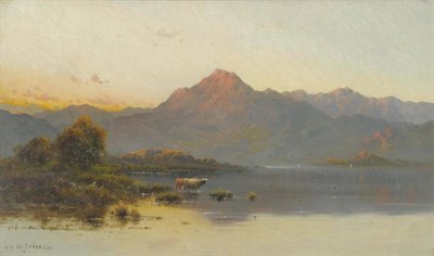 Lot 917 - Alfred Fontville de Breanski Jnr (1877-c.1945) Highland loch scene at sunset Signed, oil on canvas