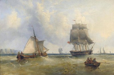 Lot 925 - Henry Redmore (1820-1887) Fishing boats and other shipping off a coastline Signed and...