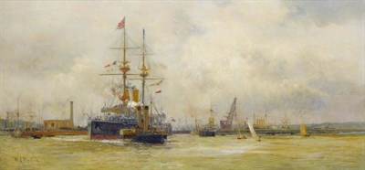 Lot 932 - William Lionel Wyllie RA, RI, RE (1851-1931)  "Chatham, 1900 " Signed, inscribed on a plaque...