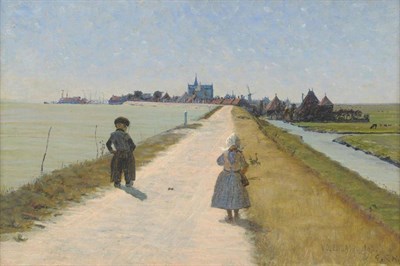 Lot 933 - George Sherwood Hunter RBA (1850-1919)  "Volendam " Initialled and dated 1892, oil on canvas,...