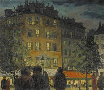 Lot 944 - Continental School (early 20th century) Parisian street scene at night Oil on canvas, 35.5cm by...