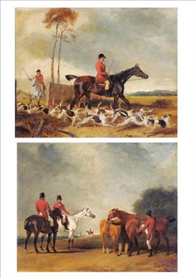 Lot 962 - Attributed to Samuel Alken Jnr (1784-c.1825) Huntsmen on horseback with hounds and other figures in