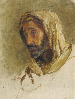 Lot 988 - Edwin Long RA (1829-1891) Study of a bearded Arab gentleman Monogrammed, oil on canvas, a...