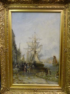 Lot 1001 - Stephen Frank Wasley (1848-1934)  "Whitby Harbour from St Anne's, Staithes " Signed, oil on canvas