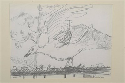 Lot 1018 - John Randall Bratby RA (1928-1992)   "Seagull 2, Reid's Hotel, Funchal, Madeira " Signed, inscribed