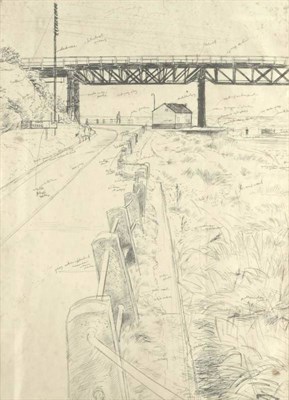 Lot 1019 - Frederick Brill (1920-1984)   "The Railway Viaduct " (Sandsend) Signed, dated 1958 and...