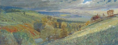 Lot 1020 - Piers Browne (b.1942)  "October in Walden, Wensleydale " Signed and indistinctly dated, oil on...