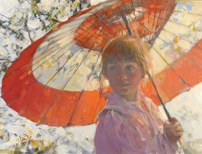 Lot 1026 - Dianne Elizabeth Flynn (b.1939)   "Under the Parasol, Checka when Young " Signed, inscribed...