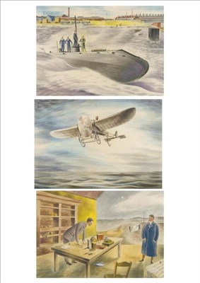 Lot 1043 - Barbara Jones (1912-1978)   "Launching of the Holland Submarine No.1, at Barrow, 1901 ";...