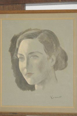 Lot 1044 - Jacob Kramer (1892-1962) Portrait study of a young woman Signed, pastel drawing on tinted...