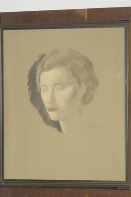 Lot 1045 - Jacob Kramer (1892-1962) Portrait study of a woman, her eyes closed Signed, pastel drawing on...