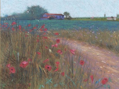 Lot 1058 - John Mackie (b.1955)   "Paysage Midi France " Signed and dated (19)86, inscribed verso, pastel...