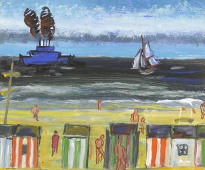 Lot 1069 - Carlos Nadal (1917-1998) Spanish  "La Plage " Signed and dated (19)79, inscribed verso, oil and...