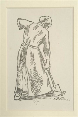 Lot 1081 - After Camille & Lucien Pissarro (1830-1903) (1863-1944)  "La Becheuse, Woman Digging " Signed...