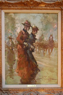 Lot 1082 - ...Principe (20th century)  Two Edwardian ladies Signed, oil on canvas, 39cm by 29cm...