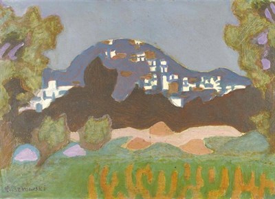 Lot 1087 - Zdzislaw Ruszkowski (1907-1991) Polish Landscape in Greece (Melissia) Signed, oil on canvas,...