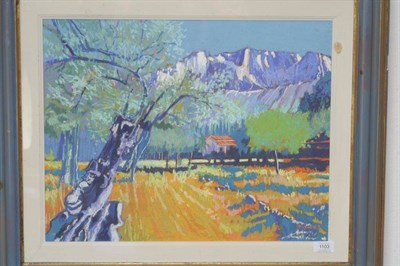 Lot 1103 - Godfrey Tonks (b.1948)   "View from the Old Road Cala San Vicente " Signed, inscribed on label...