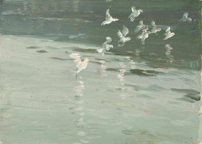 Lot 1115 - Vernon de Beauvoir Ward (1905-1985)  "Seagulls, Looe Harbour " Inscribed verso, oil on board,...