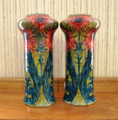 Lot 1143 - A Pair of S Hancock & Sons Morrisware Vases, designed by George Cartlidge, model no.C17-6, tubeline