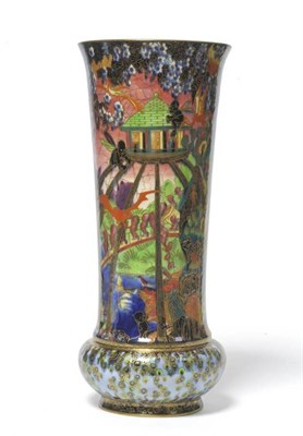 Lot 1153 - A Wedgwood Fairyland Lustre Imps on a Bridge and Tree House Pattern 2465 Vase, circa 1920s, pattern