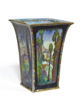 Lot 1154 - A Wedgwood Fairyland Lustre Castle on a Road Pattern 2442 Vase, circa 1920s, pattern number...