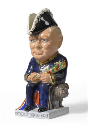 Lot 1163 - A Clarice Cliff  "Winston Churchill " Toby Jug, circa 1940, modelled as the First Sea Lord...