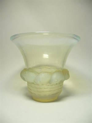 Lot 1177 - A René Lalique Opalescent, Clear, Frosted Glass Piriac Vase, No. 1043, designed 1930, moulded...