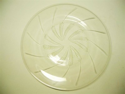 Lot 1180 - A René Lalique Lucerne No.1  Clear and Frosted Glass Plate, No. 10-3052, moulded with ears of...