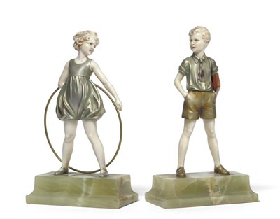 Lot 1186 - Johann Philipp Ferdinand Preiss (German 1882-1943):  "Sonny Boy " and  "Hoop Girl ", A Pair of Cold