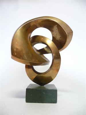 Lot 1196 - A 20th Century Bronze Abstract Geometrical Sculpture, cast as two crossing knots, unsigned, on...