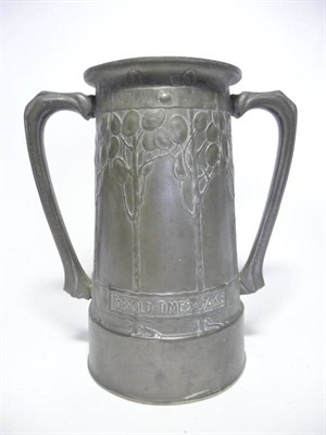 Lot 1209 - Archibald Knox (1864-1933) for Liberty & Co., A Pewter Twin-Handled Vase, Model No.010, covered...