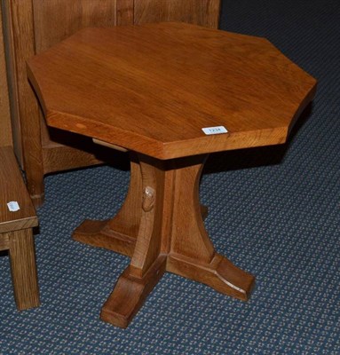 Lot 1234 - A Robert  "Mouseman " Thompson Oak Octagonal Coffee Table, on cruciform base, with carved mouse...