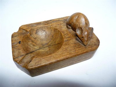 Lot 1242 - A Robert  "Mouseman " Thompson Oak Ashtray, of standard rectangular form, with carved mouse...