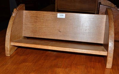 Lot 1259 - A Robert  "Mouseman " Thompson Oak Book Trough, with carved mouse signature, 45cm long